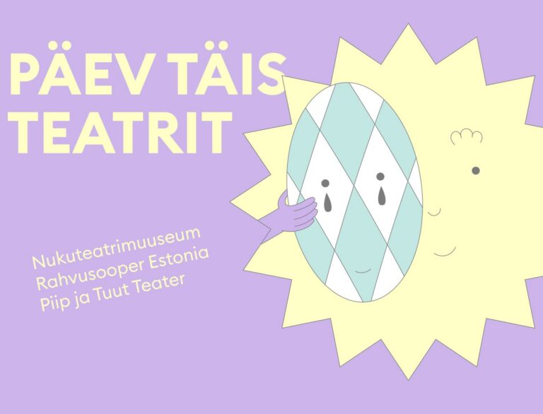 Helelillal taustal on kollane päike, kes hoiab näo ees roheliste ja valgete ruutudega maski.